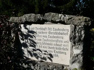 memorial stone on castle ruin Laubenberg