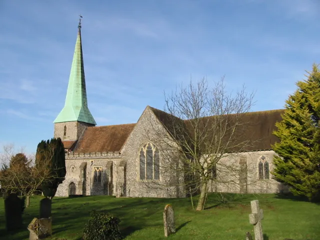 St John the Baptist parish church, Barham, Kent, seen from the southeast