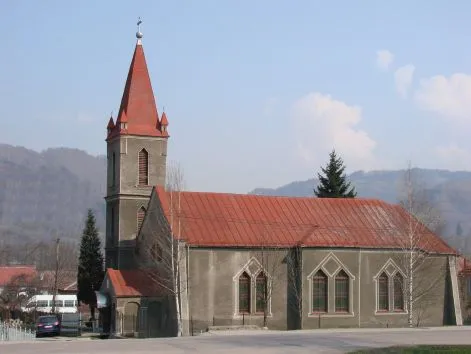 The Sacred Heart Church from outside, in Lónyaytelep, Transylvania.