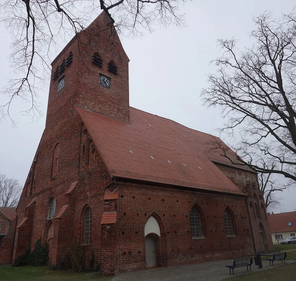 South-western view of church St.Nicolas, Kremmen municipality, Oberhavel district, Brandenburg state, Germany