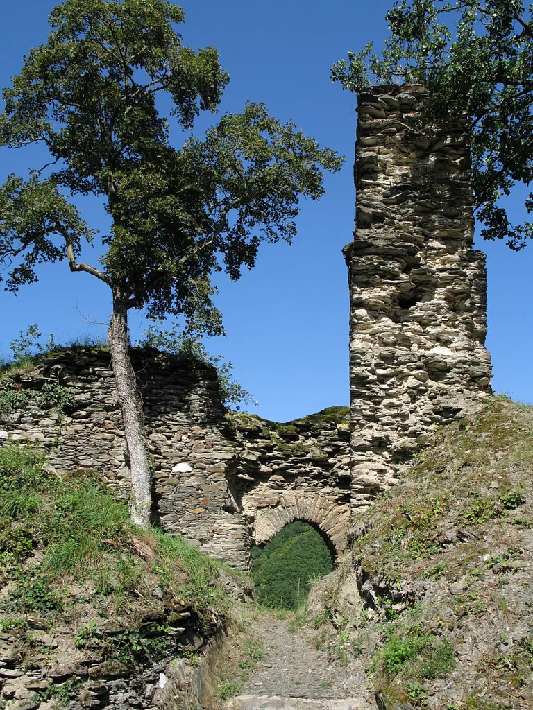 The remains of Waldeck castle near Lorch, Rheingau-Taunus, Germany.