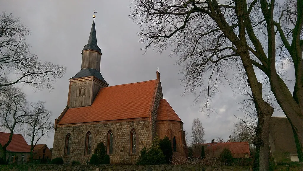 South-south-eastern view of the church in Stendell , Schwedt municipality , Uckermark district, Brandenburg state, Germany.