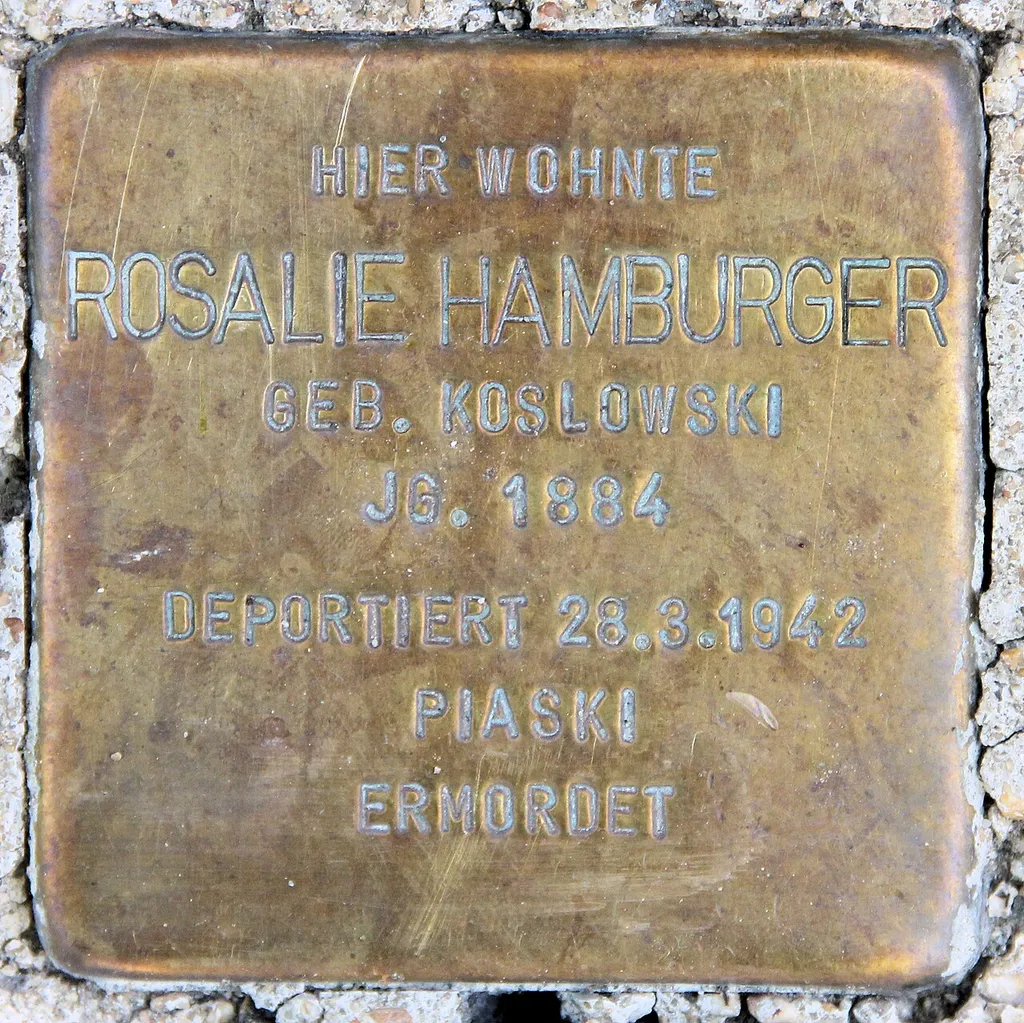 "Stolperstein" (stumbling block), Rosalie Hamburger, Stolzenfelsstraße 2, Berlin-Karlshorst, Germany