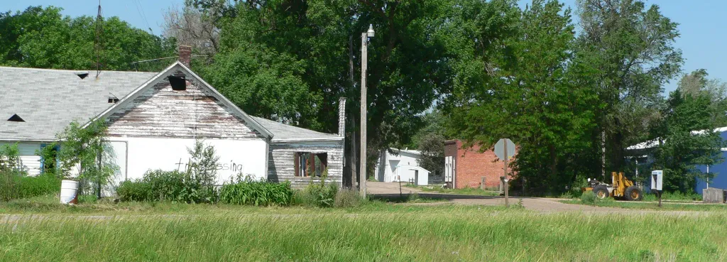 Downtown Cotesfield, Nebraska, looking westward from east of Nebraska Highway 11.