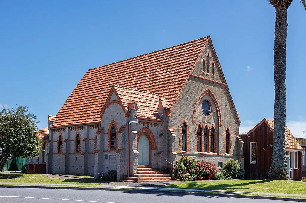 The First Presbyterian Church in Papakura, Auckland, viewed from the north-east.