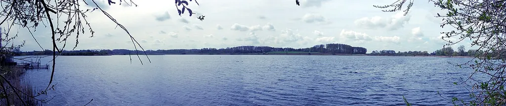 Panorama of lake 'Scharsee' in Schleswig-Holstein, Germany