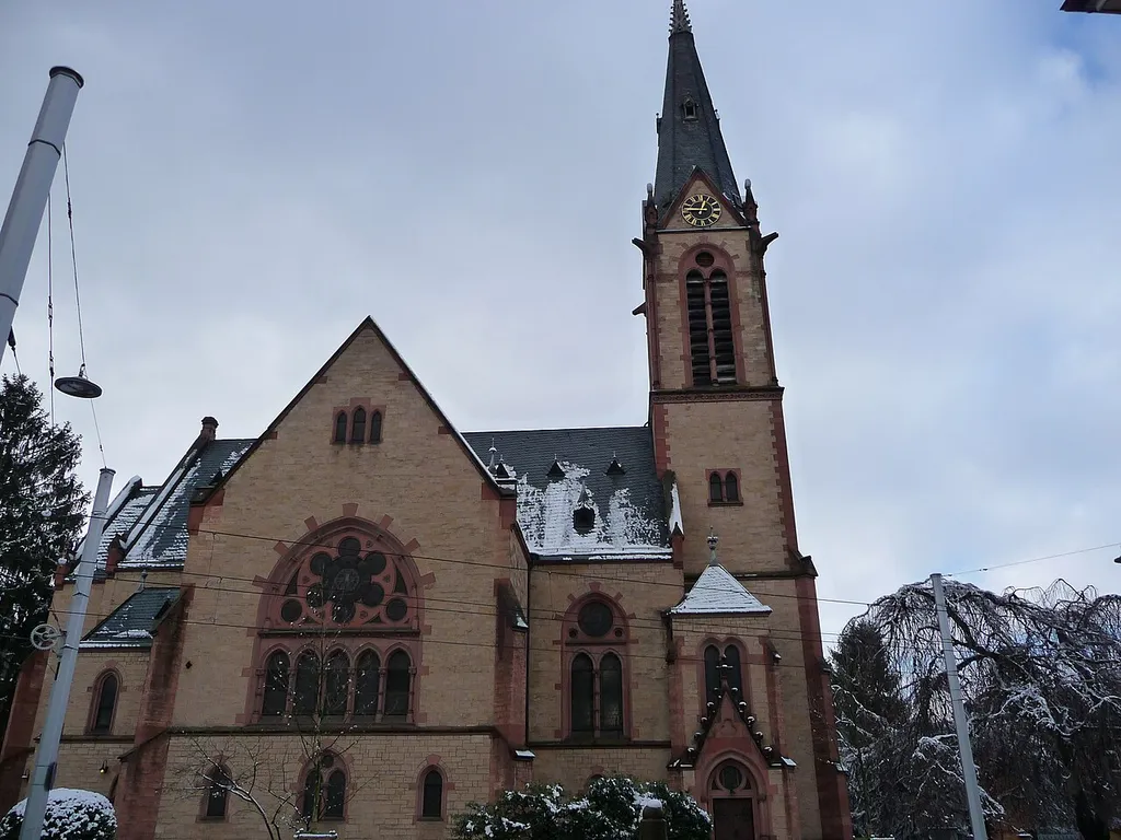 Evangelische Johanneskirche in Heidelberg-Neuenheim - Ansicht von Osten, Architekt: de:Hermann Behagel