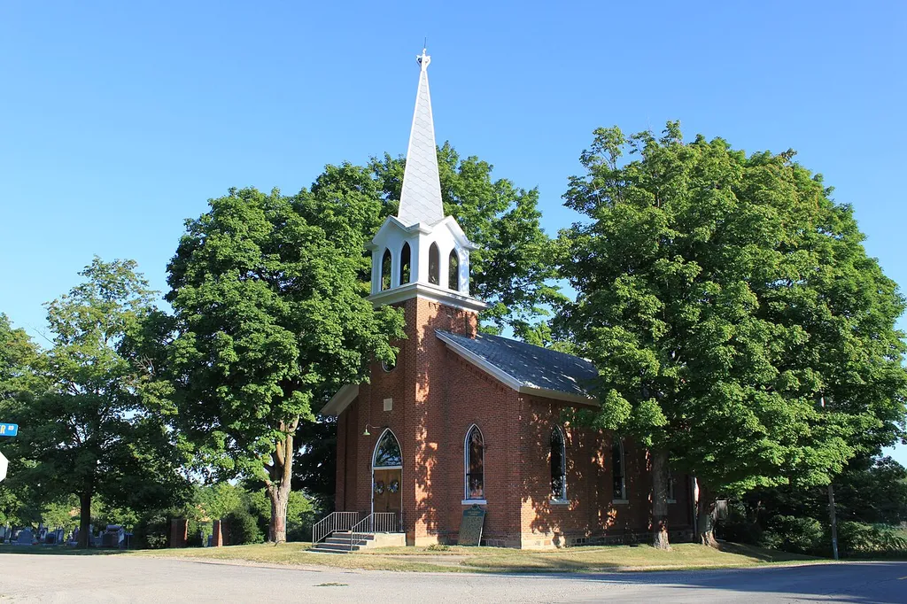 Zion Evangelical Lutheran Church historic site, 3050 South Fletcher Road, Freedom Township, Michigan. The church is in the Regiser of Michigan State Historic Sites.