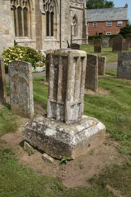 1826 sundial in SS Mary and Nicholas parish churchyard, Wrangle, Lincolnshire, seen from the southwest