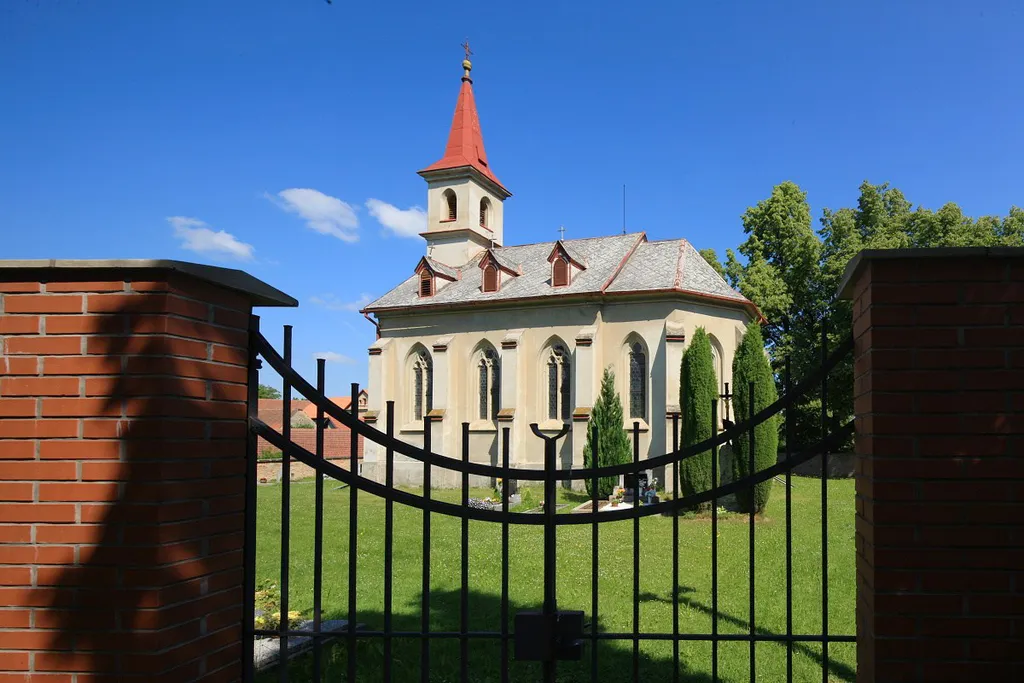 Church in centrum of Czech village Bučina in Ústí nad Orlicí District, east Bohemia
