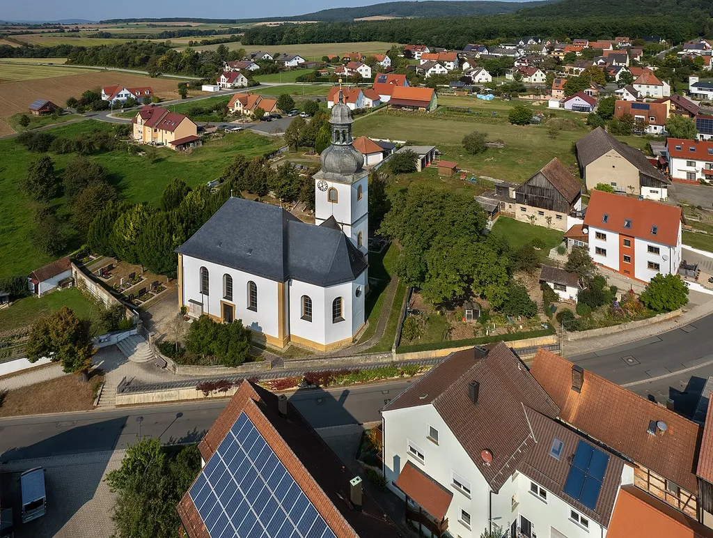 Aerial view of St. Nicholas in Gunzendorf