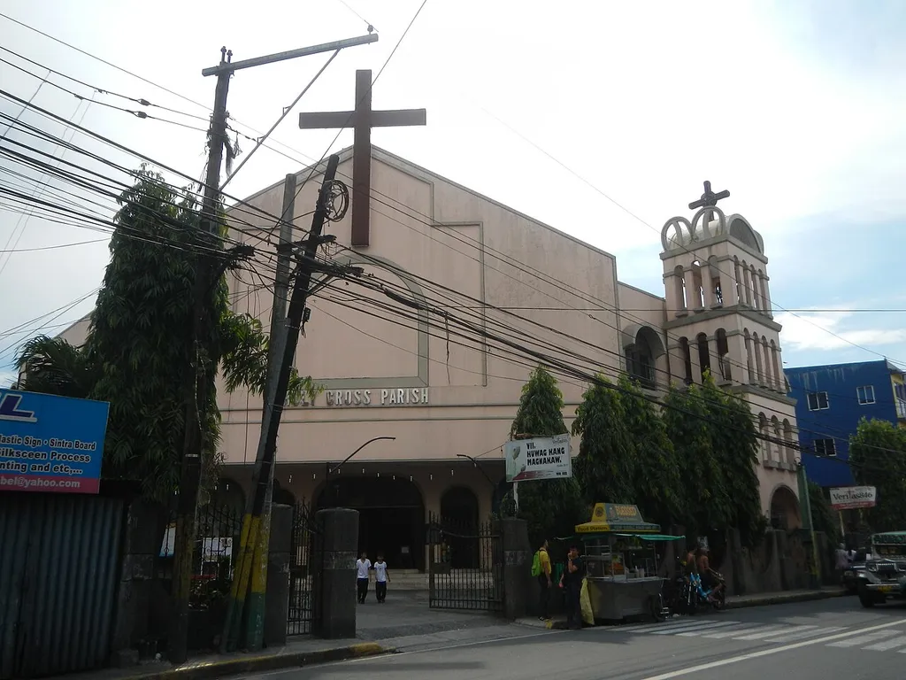 Holy Cross Parish Church (Tejeros, Makati City) 211 J. P. Rizal Street corner Varona Street in Barangay Tejeros, formerly Matungaw, List of barangays of Metro Manila, Legislative districts of Makati, Barangay Tejeros, beside Singkamas, Makati Makati City Roman Catholic Archdiocese of Manila built in 1882 relocated in 1918, beside and bounded by Barangay Singkamas, upon the Makati City-City of Manila Boundary Welcome Monument-Road sign, Del Pan Street, Tejeron Street, Zobel Roxas Street bounded by and beside List of barangays of Metro Manila Legislative districts of Manila Barangays 770, Zone 84, 783, Zone 85, District V, Santa Ana, Manila City of Manila; Note: Judge Florentino Floro, the owner, to repeat, Donor Florentino Floro of all these photos hereby donate gratuitously, freely and unconditionally all these photos to and for Wikimedia Commons, exclusively, for public use of the public domain, and again without any condition whatsoever).