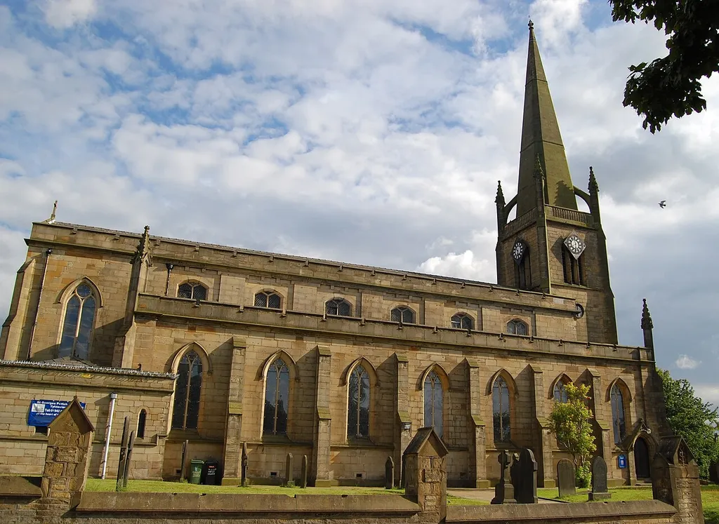 St George's parish church, in Tyldesley, Greater Manchester, England, seen from the north