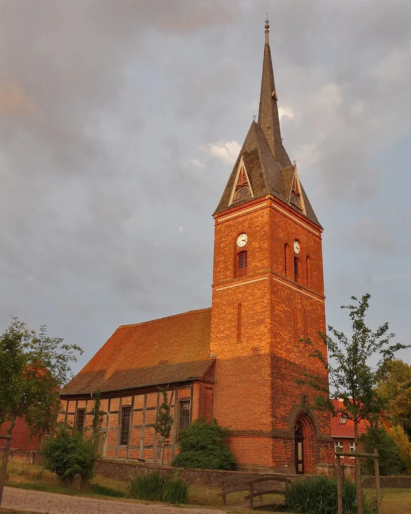 North-western view of church in Groß Woltersdorf, Groß Pankow municipality, Prignitz district, Brandenburg state, Germany