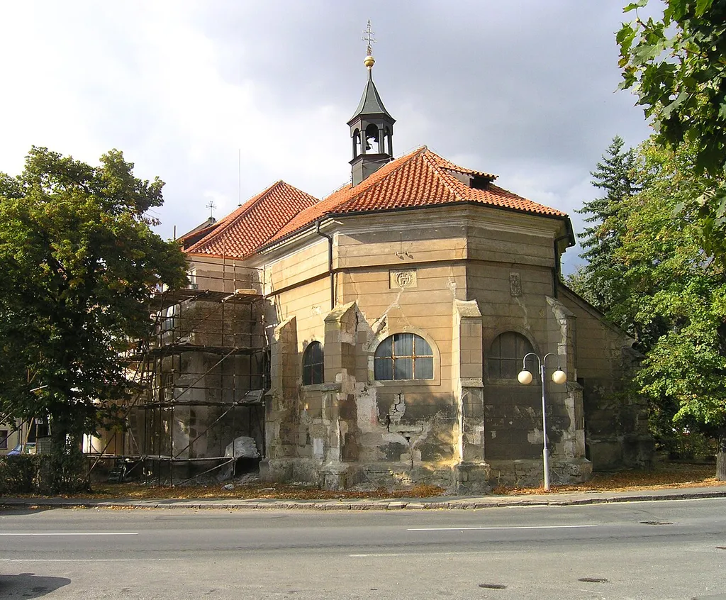 Church at Komenského square in Kostelec nad Labem, Czech Republic