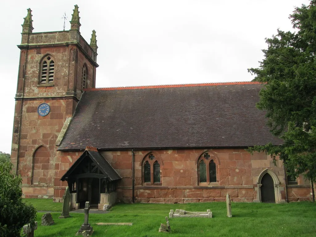 View from the south of St Luke's Church at Weston-under-Redcastle, Shropshire