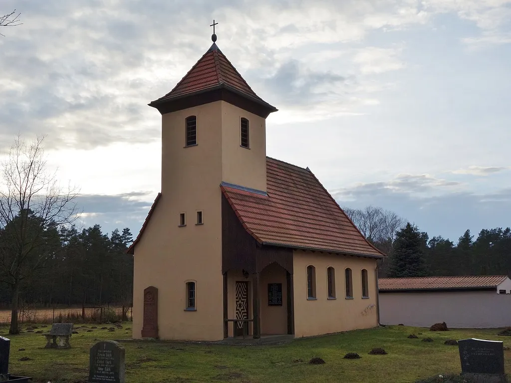North-eastern view of the church in Pfalzheim , Temnitzquell municipality , Ostprignitz-Ruppin district, Brandenburg state, Germany.