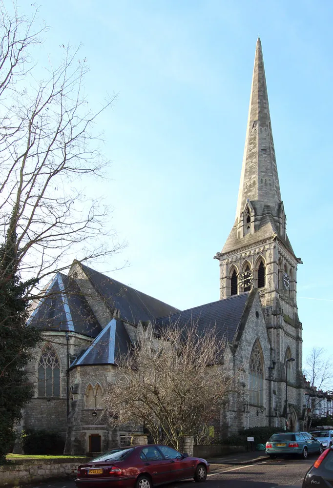 Holy Trinity parish church, Trinity Rise, Tulse Hill, London SW2, seen from the northeast