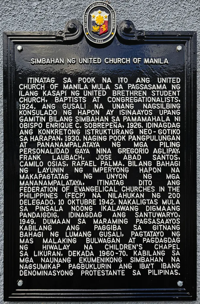 United Church of Manila historical marker