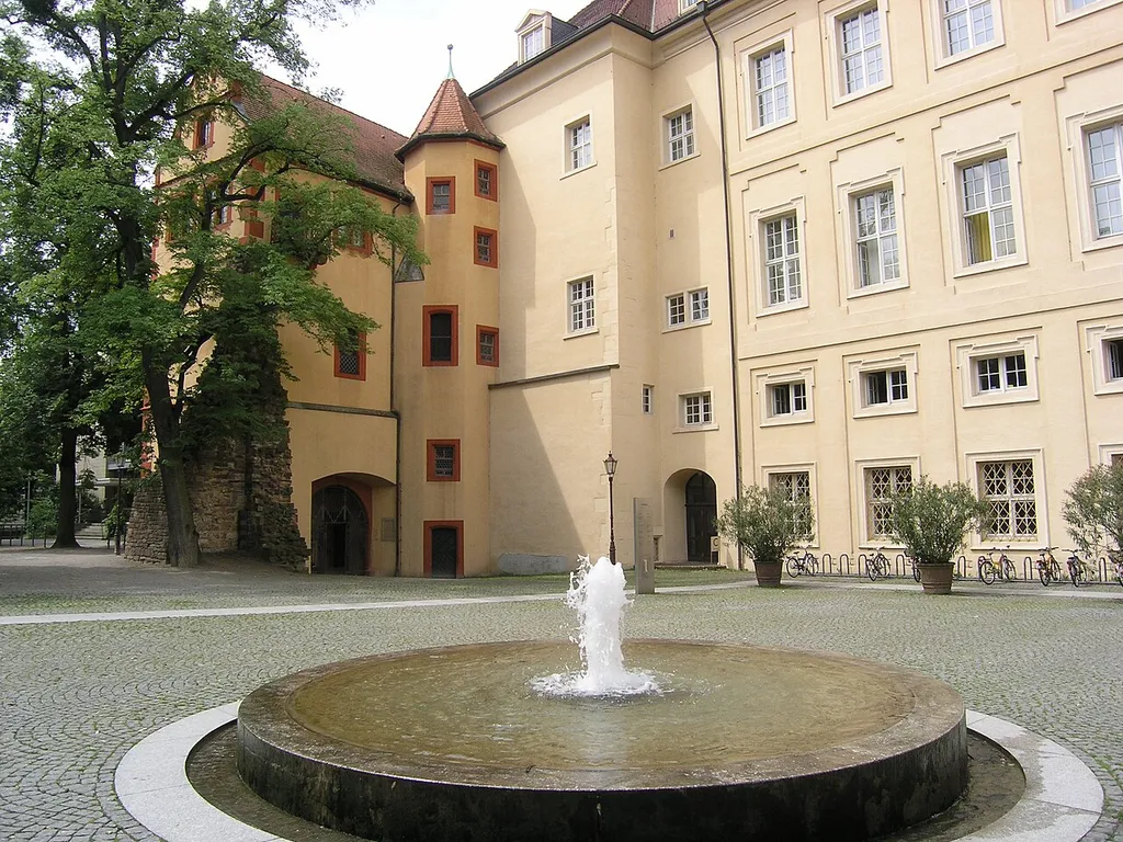 The Karlsburg castle in Karlsruhe-Durlach, new fountain by Karl Bauer