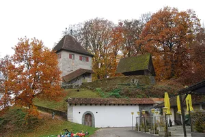 Buechi-Schlössli with medieval castle ruins Buchegg