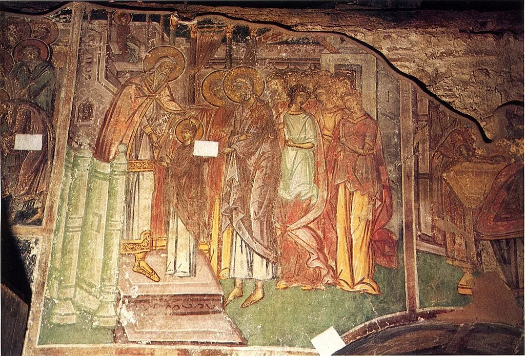Saint Athanasius Church in Aiginio Libanovo, Presentation of Mary Fresco, 16th Century