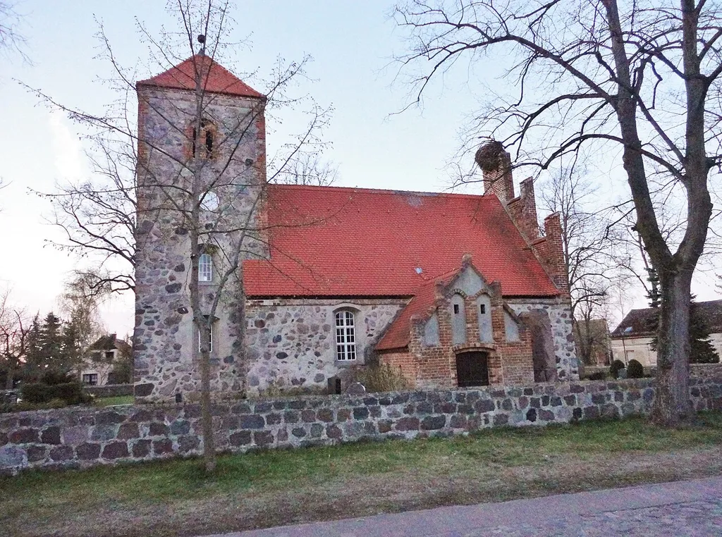 Southern view of the church in Buberow (Picture: 2015), Gransee municipality, Oberhavel district, Brandenburg state, Germany.