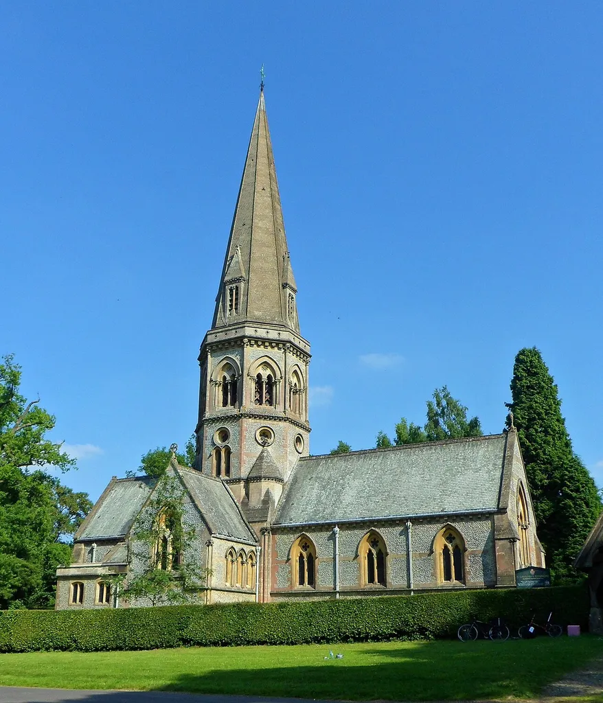 St Barnabas' Church, Ranmore Common Road, Ranmore Common, Mole Valley District, Surrey, England. Built in Great Bookham parish in 1859 to serve the Denbies Estate. Listed at Grade II* by English Heritage (NHLE Code 1189879)