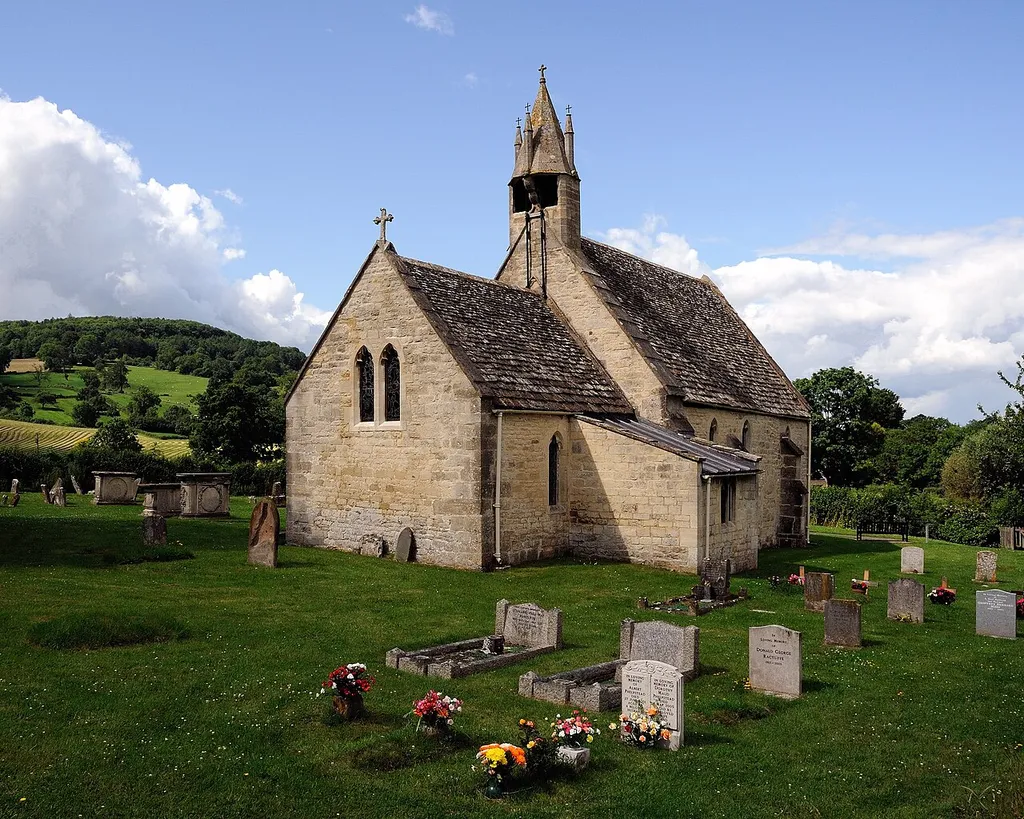 Parish church of St John the Baptist, Harescombe, Gloucestershire, seen from the northeast