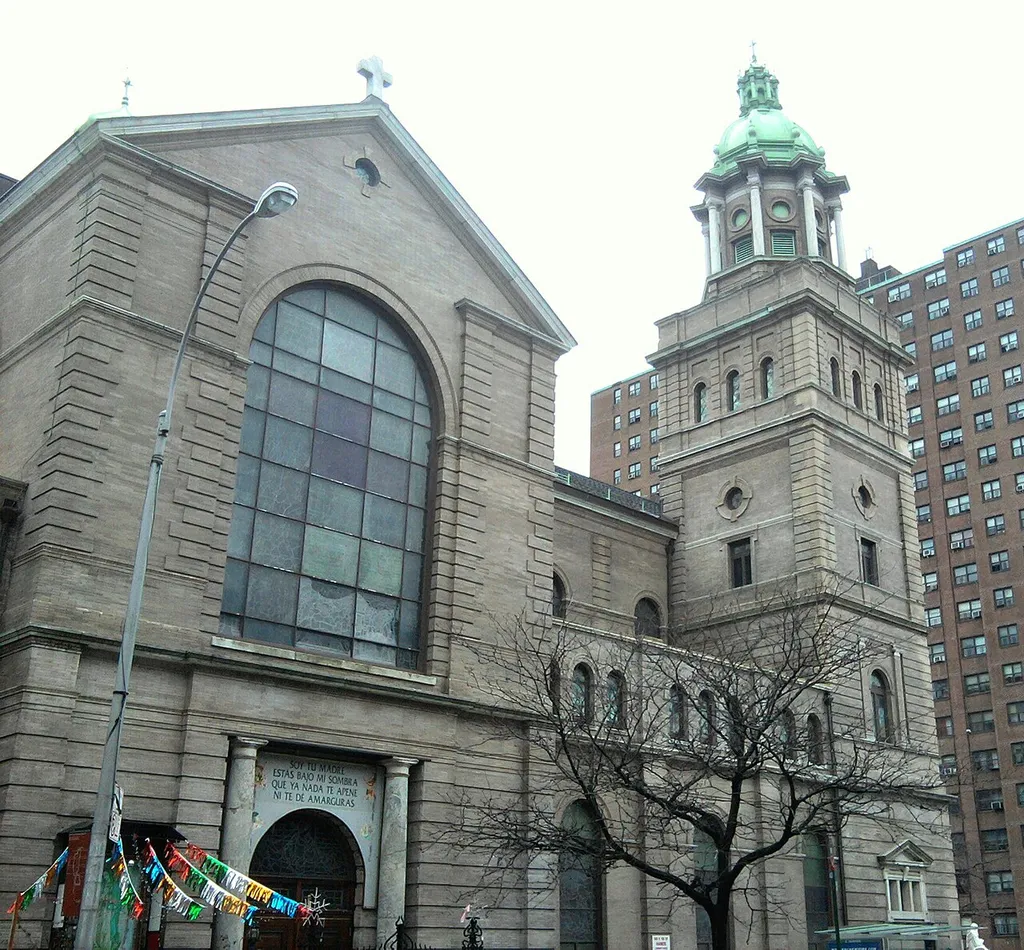 Looking southeast across Alexander Avenue, at St Jerome's on a cloudy afternoon.