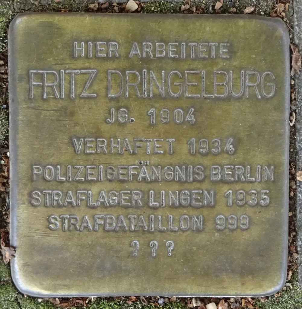 Stolperstein dedicated to Fritz Dringelburg
