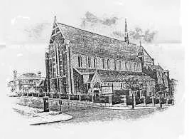 The original building of , Wightman Road, Harringay, London, N4, as seen about 1930. It was destroyed by fire in 1984 and replaced by a new building in 1993.