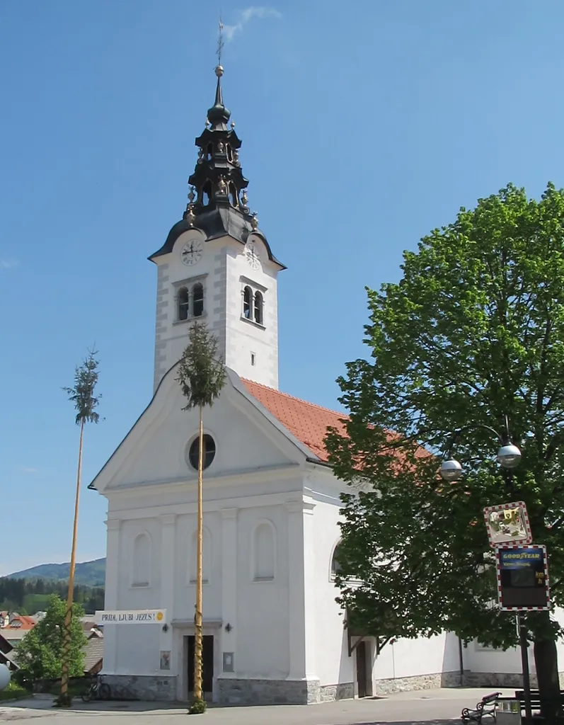 The Church of John the Baptist in Gorenja Vas in the Municipality of Gorenja Vas–Poljane, Slovenia