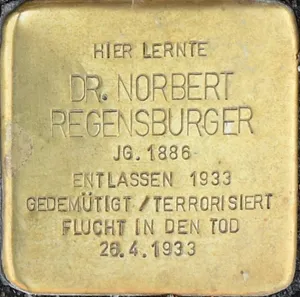 Stolperstein dedicated to Norbert Regensburger