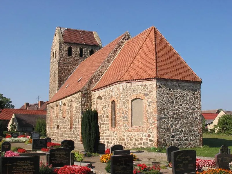 Stonechurch Mörz, start of construction probably in 12th century. The village Mörz is a part of the municipality Planetal in the district Potsdam Mittelmark, state Brandenburg, Germany. The village appertains to the natural preserve Naturpark Hoher Fläming.