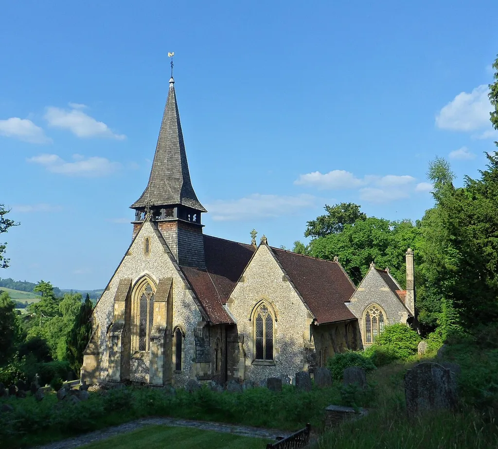 Holy Trinity parish church, Guildford Road, Westcott, Surrey, England, seen from the southwest