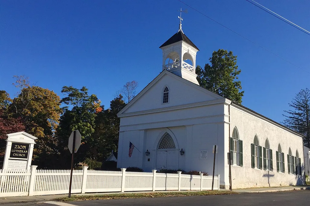Zion Lutheran Church in Oldwick, New Jersey. Contributing property.
