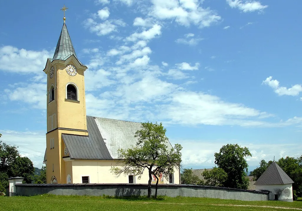 Parish church Saint Leonard at Abtei, municipality Gallizien, district Voelkermarkt, Carinthia, Austria, EU