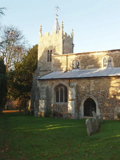 The west tower and part of the nave of St Peter's parish church, Upwood, Cambridgeshire (formerly Huntingdonshire), seen from the southeast