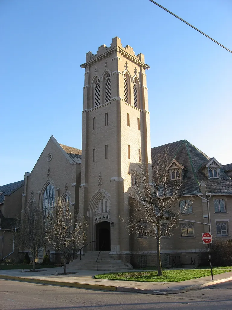 Beaver United Methodist Church, located at 345 College Avenue in Beaver, Pennsylvania, United States. Built in 1904, the Gothic Revival church is located within the Beaver Historic District, which is listed on the National Register of Historic Places. Church website.
