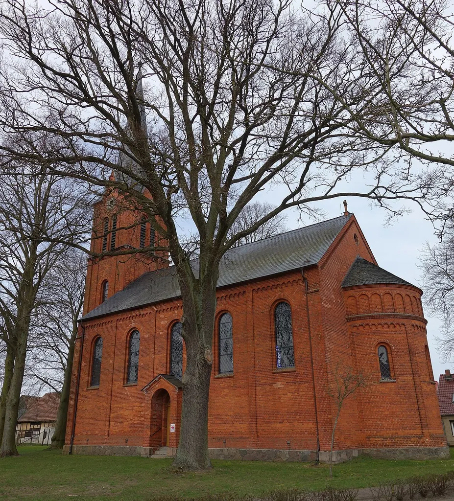 South-eastern view of church in Dranse, Wittstock municipality, Ostprignitz-Ruppin district, Brandenburg state, Germany