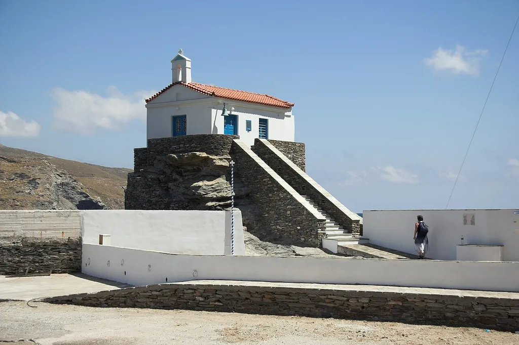 Chora of Andros, seafront, chapel.