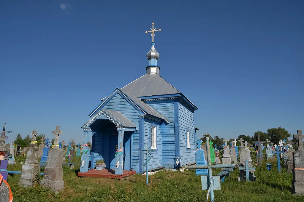 Ризоположенська церква (дер.) (1756—1885 роки) - вигляд з південного заходу - Кримне (на кладовищі) Старовижівський район Волинська область Україна