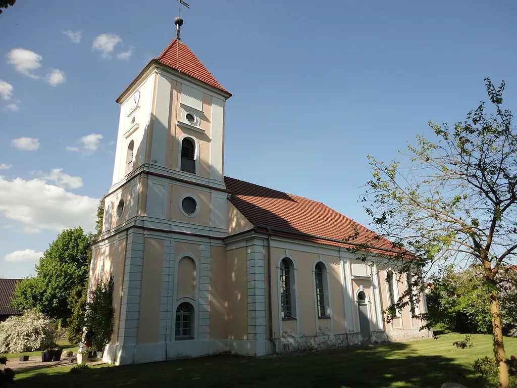 South-western view of church in Dollgow, municipality Stechlin, Oberhavel district, Brandenburg state, Germany