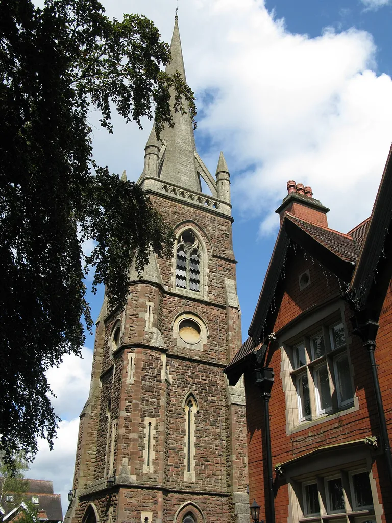 Southwest tower and spire of St Jude's parish church, Tettenhall Road, Wolverhampton, West Midlands