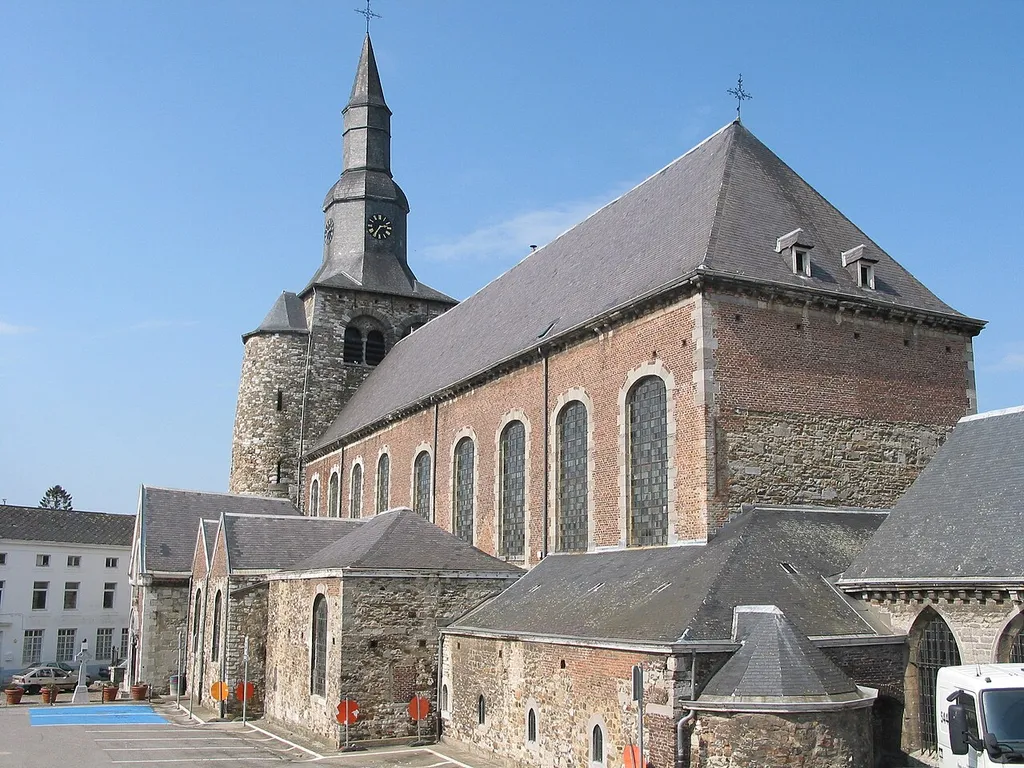 Fosses-la-Ville (Belgium), the collegiate church St. Foillan (romanesque tower).