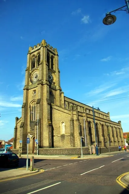 Saint Spyridon’s church viewed from St Peters Road in the town of Great Yarmouth, Norfolk, England. This church is now an Eastern Orthodox church and was formally known as Saint Peter’s.
