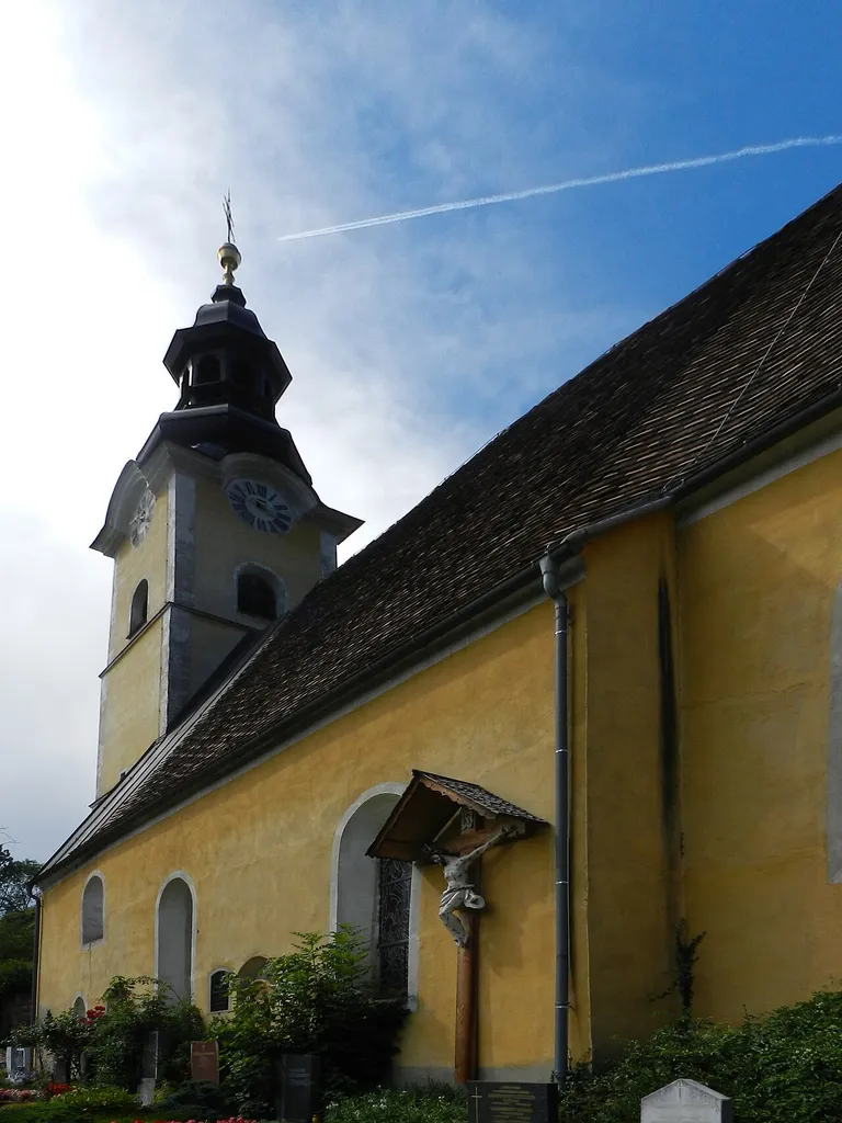 The church St. Dionysen in Oberaich, Austria, from the cemetary on the south.