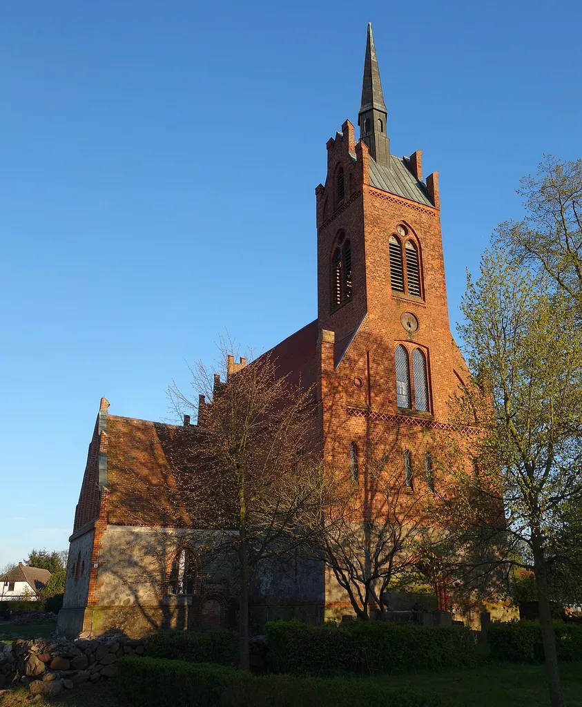 North-western view of the church St.Annen in Alt Krüssow , Pritzwalk municipality , Prignitz district, Brandenburg state, Germany.