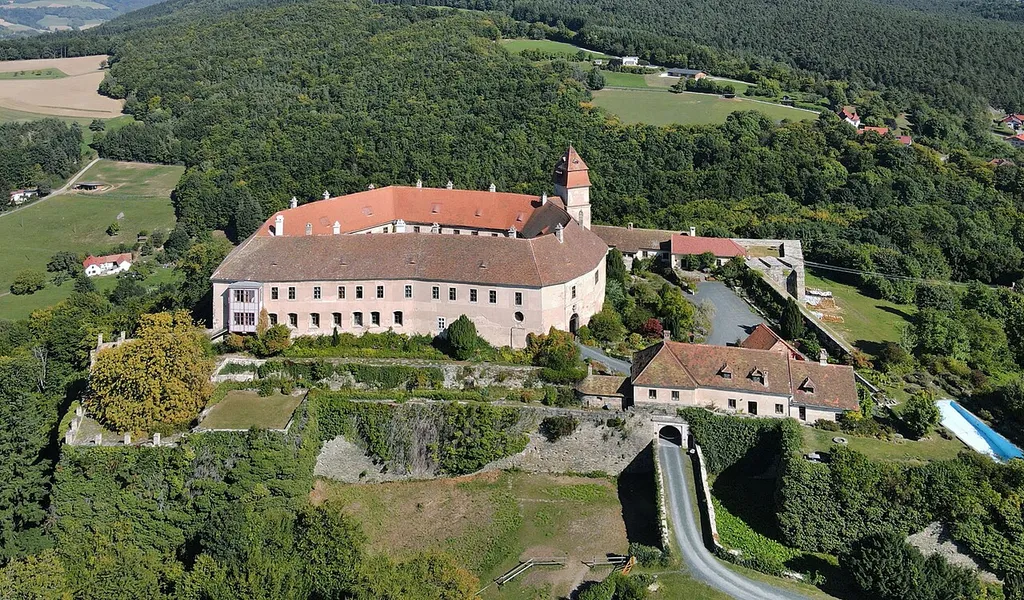 South-southwest view of the Bernstein Castle, Austria.